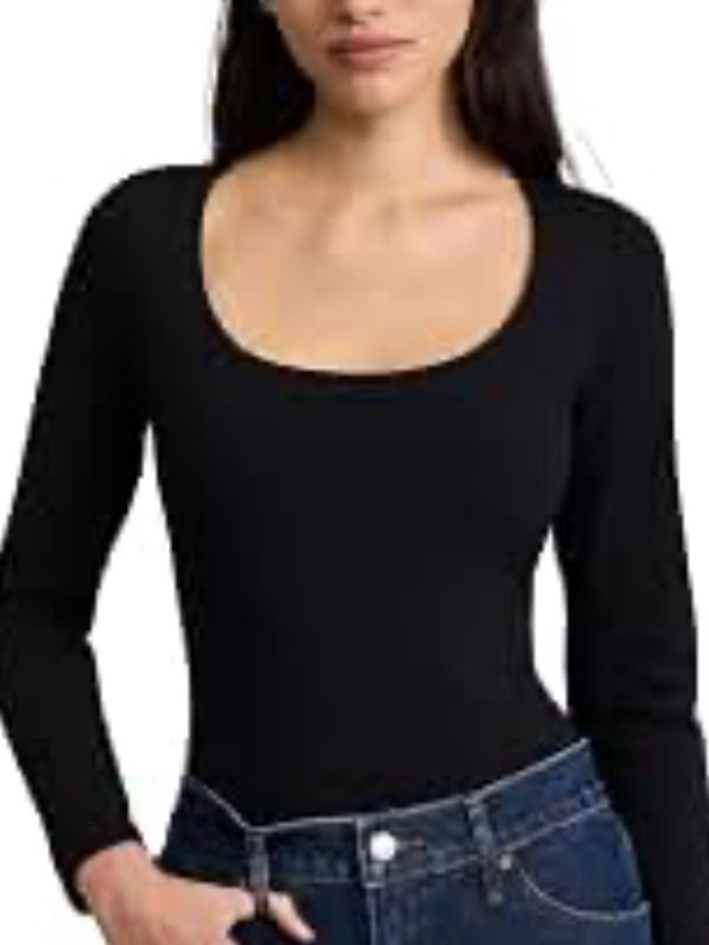 Express Black Long Sleeve Scoop Neck Bodysuit. COTTON BLEND